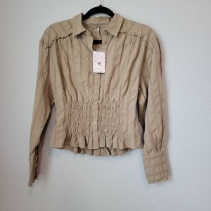 Tammy Button Down Khaki Blouse